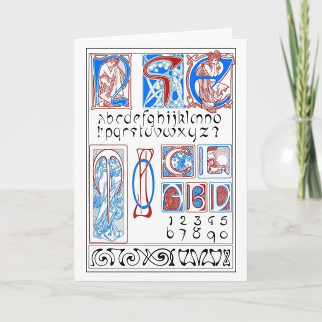 Alphabets of Art Nouveau Style, Mucha Card (Front)