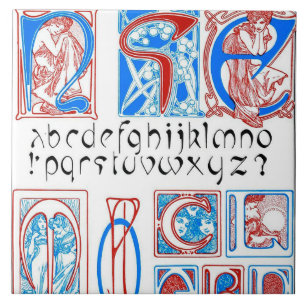 Alphabets of Art Nouveau Style, Mucha Ceramic Tile