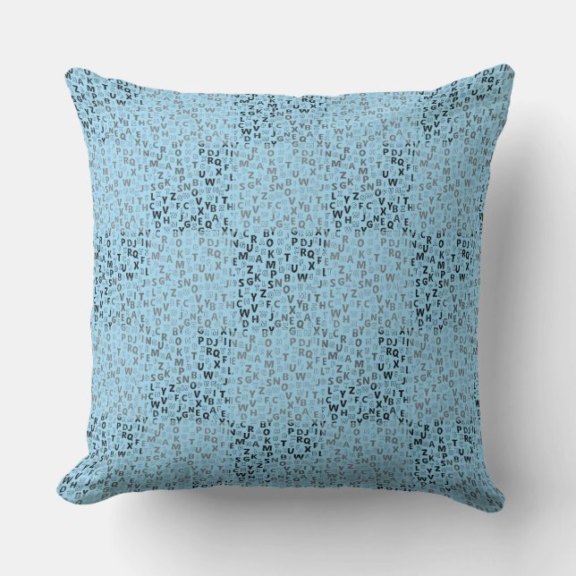 Alphabets Pattern 01 BW.w Lblue BG Cushion (Front)