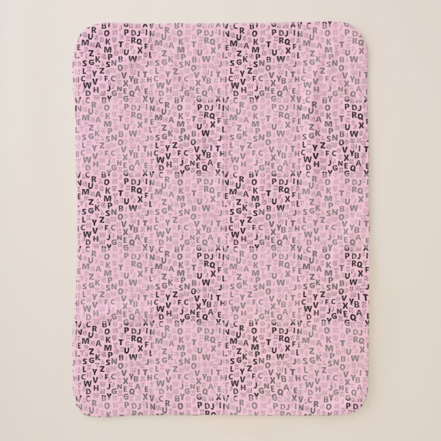 Alphabets Pattern 01 BW.w LPink BG Sherpa Blanket (Front)