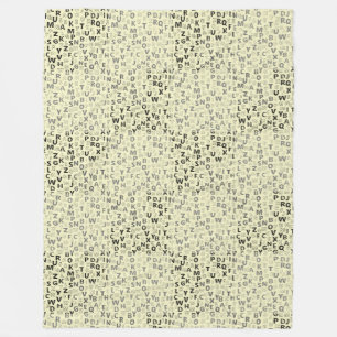 Alphabets Pattern 01 BW.w LYellow BG Fleece Blanket