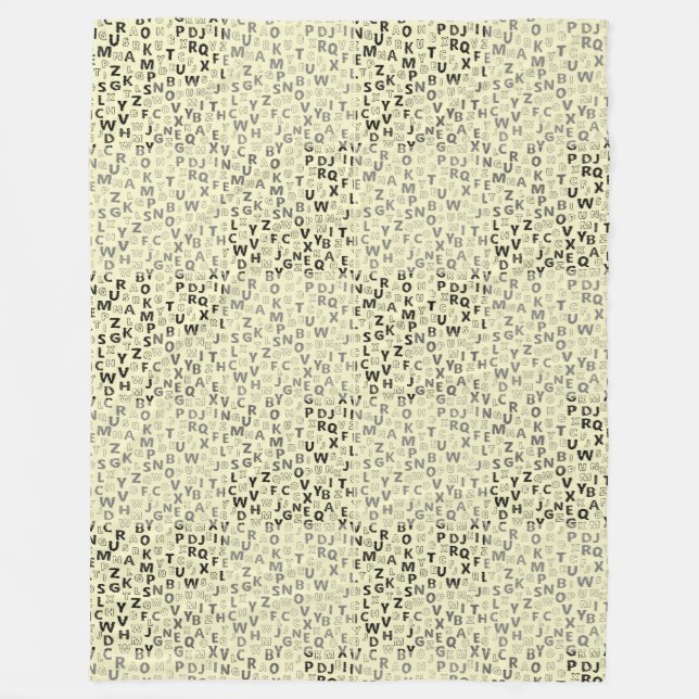 Alphabets Pattern 01 BW.w LYellow BG Fleece Blanket (Front)