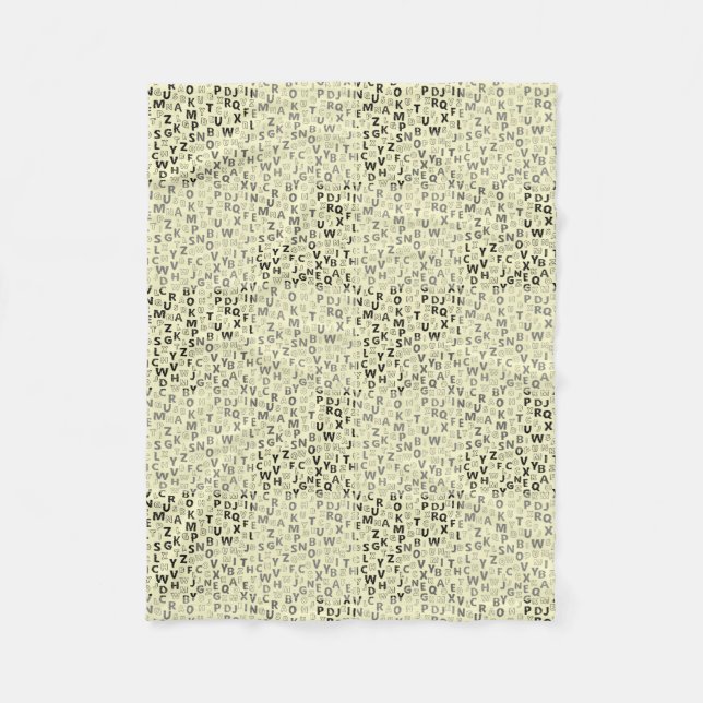 Alphabets Pattern 01 BW.w LYellow BG Fleece Blanket (Front)