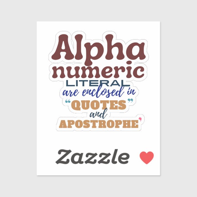 Alphanumeric Literal in Cobol Programming Sticker (Sheet)
