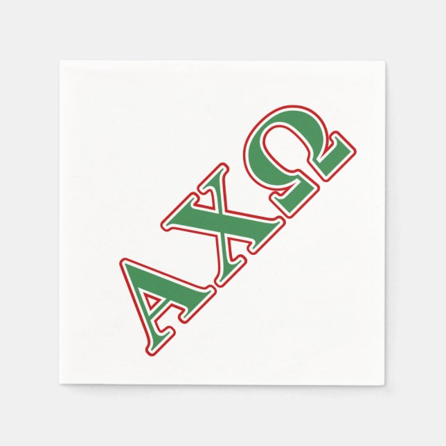 Alphi Chi Omega Green and Red Letters Napkin (Front)