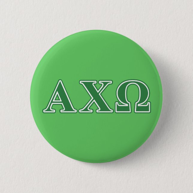 Alphi Chi Omega Green Letters 6 Cm Round Badge (Front)