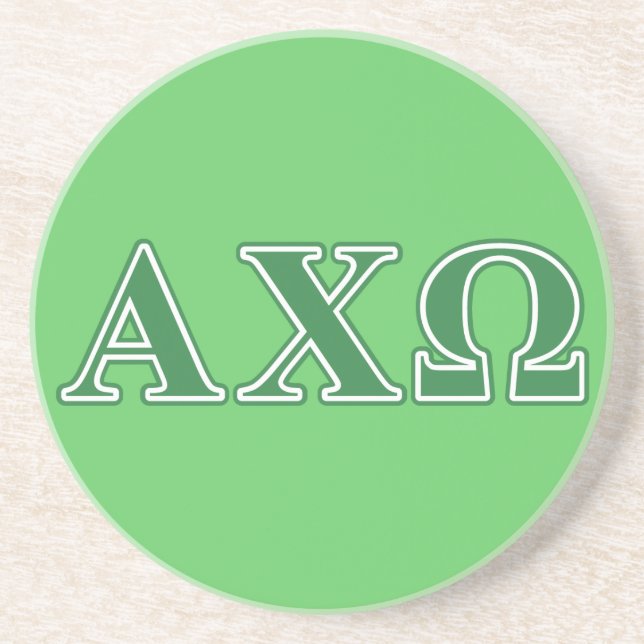 Alphi Chi Omega Green Letters Coaster (Front)