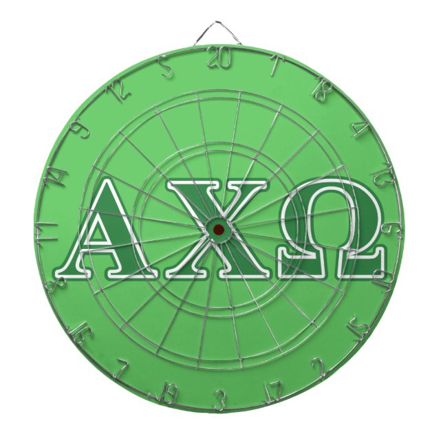 Alphi Chi Omega Green Letters Dartboard (Front)