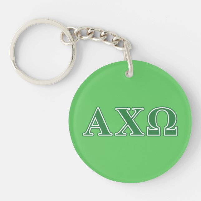 Alphi Chi Omega Green Letters Key Ring (Front)