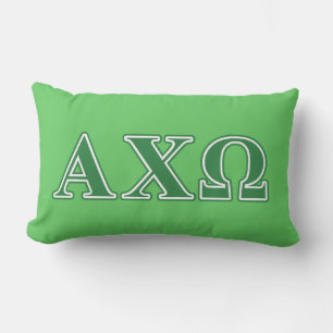 Alphi Chi Omega Green Letters Lumbar Cushion