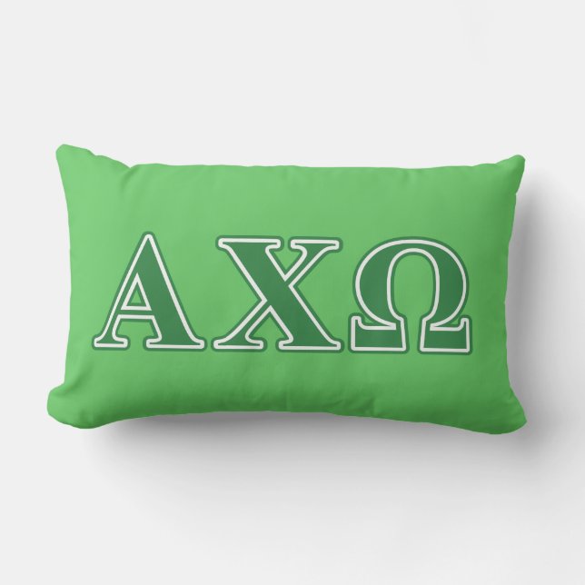 Alphi Chi Omega Green Letters Lumbar Cushion (Front)