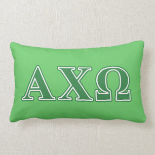 Alphi Chi Omega Green Letters Lumbar Cushion