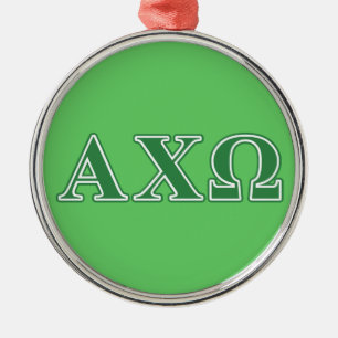 Alphi Chi Omega Green Letters Metal Tree Decoration