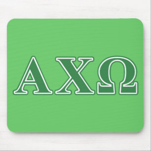 Alphi Chi Omega Green Letters Mouse Pad