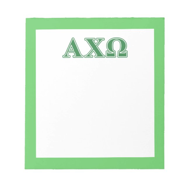 Alphi Chi Omega Green Letters Notepad (Front)