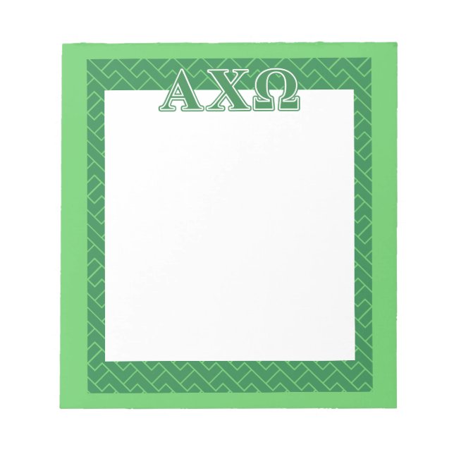 Alphi Chi Omega Green Letters Notepad (Front)