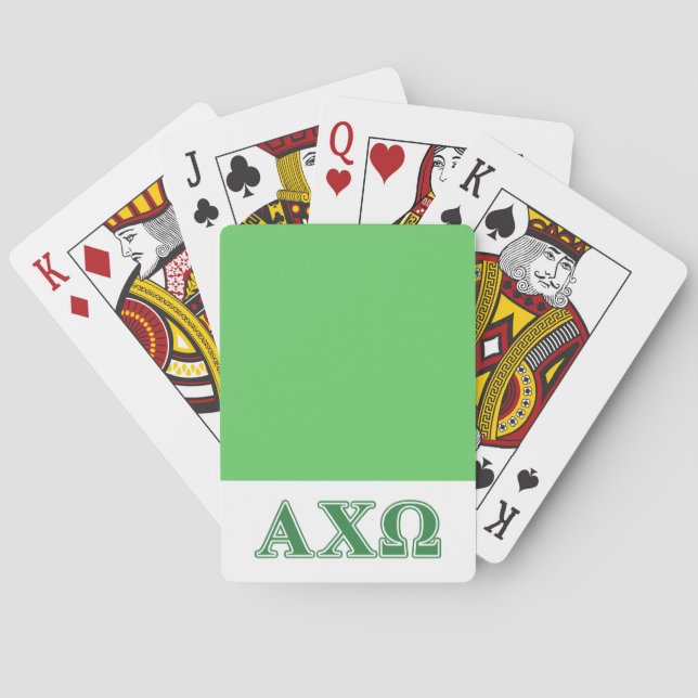Alphi Chi Omega Green Letters Playing Cards (Back)