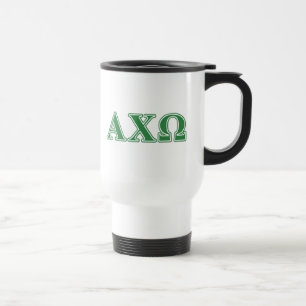 Alphi Chi Omega Green Letters Travel Mug