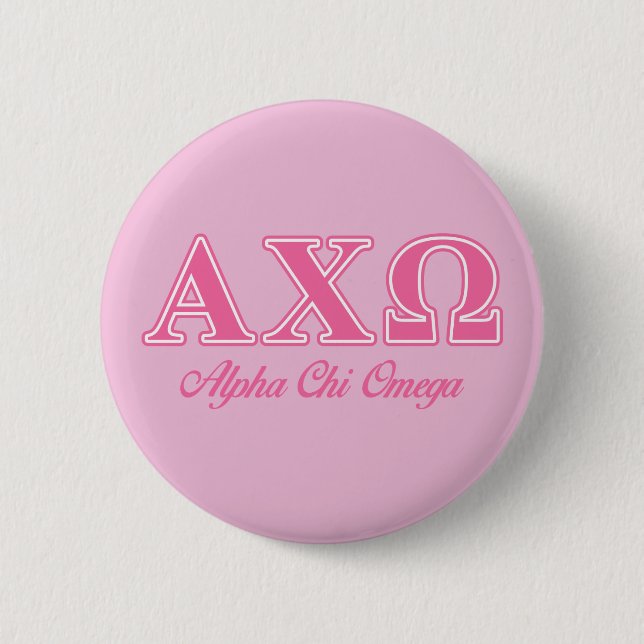 Alphi Chi Omega Pink Letters 6 Cm Round Badge (Front)