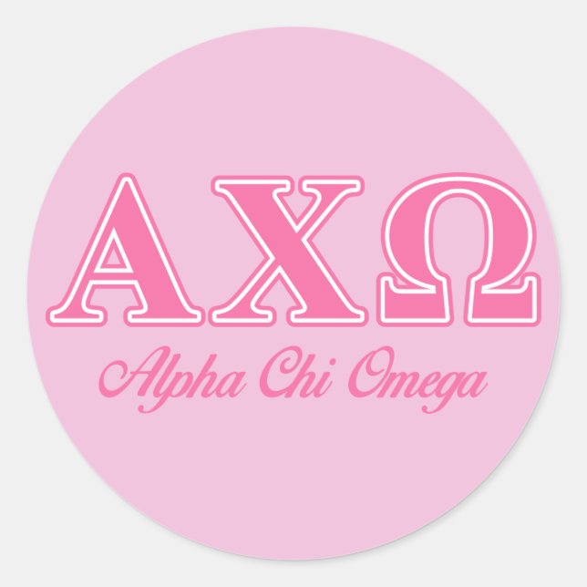Alphi Chi Omega Pink Letters Classic Round Sticker (Front)