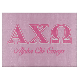 Alphi Chi Omega Pink Letters Cutting Board