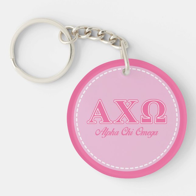 Alphi Chi Omega Pink Letters Key Ring (Front)
