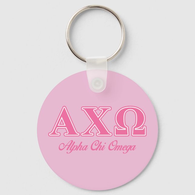 Alphi Chi Omega Pink Letters Key Ring (Front)
