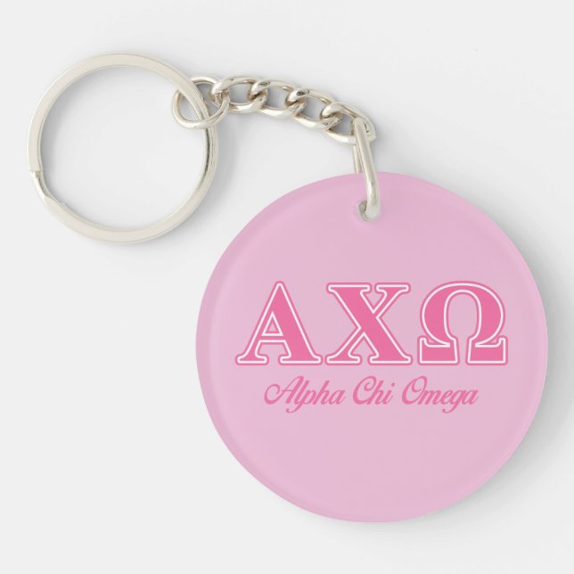 Alphi Chi Omega Pink Letters Key Ring (Front)
