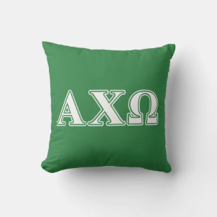 Alphi Chi Omega White and Green Letters Cushion