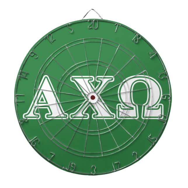 Alphi Chi Omega White and Green Letters Dartboard (Front)