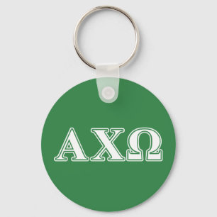 Alphi Chi Omega White and Green Letters Key Ring