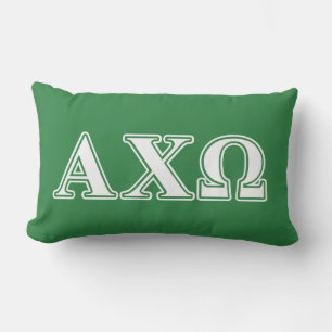 Alphi Chi Omega White and Green Letters Lumbar Cushion