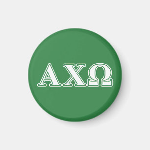 Alphi Chi Omega White and Green Letters Magnet