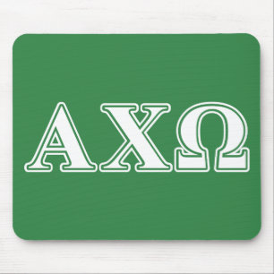 Alphi Chi Omega White and Green Letters Mouse Pad