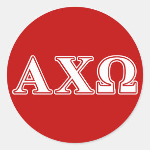 Alphi Chi Omega White and Red Letters Classic Round Sticker