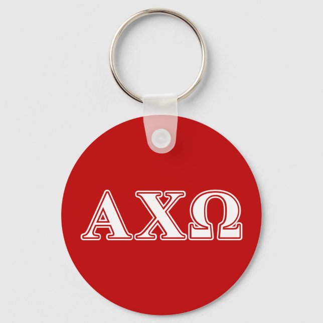 Alphi Chi Omega White and Red Letters Key Ring (Front)