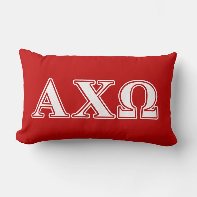 Alphi Chi Omega White and Red Letters Lumbar Cushion (Front)