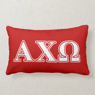 Alphi Chi Omega White and Red Letters Lumbar Cushion
