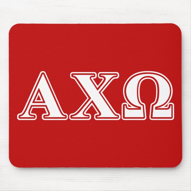 Alphi Chi Omega White and Red Letters Mouse Pad (Front)
