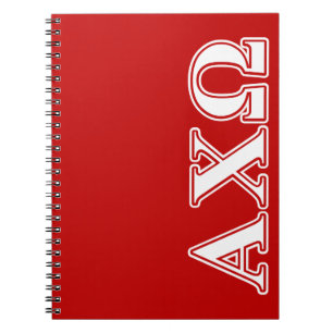 Alphi Chi Omega White and Red Letters Notebook