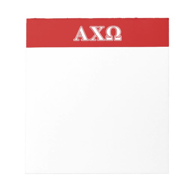Alphi Chi Omega White and Red Letters Notepad (Front)