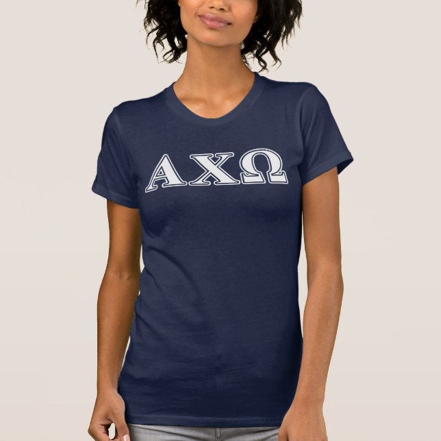 Alphi Chi Omega White and Red Letters T-Shirt (Front)