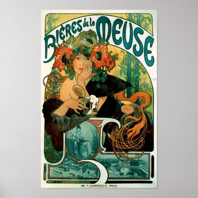Alphonse (Alfons) Mucha - Bieres de la Meuse Poster (Front)