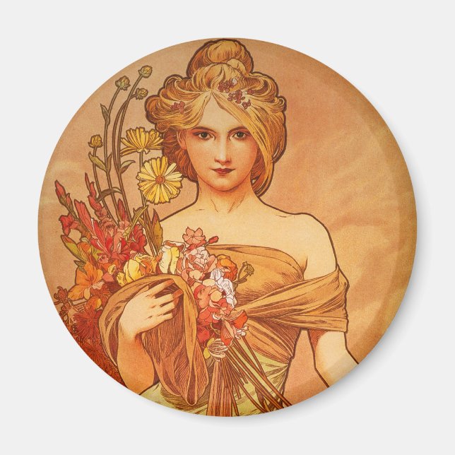 Alphonse (Alfons) Mucha  Bouquet Magnet (Front)