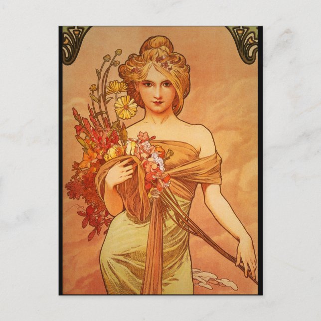 Alphonse (Alfons) Mucha  Bouquet Postcard (Front)