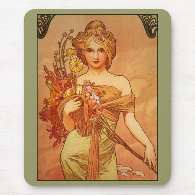 Alphonse (Alfons) Mucha  Buquet Mousepad (Front)