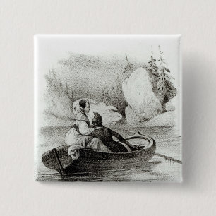 Alphonse de Lamartine and Elvire 15 Cm Square Badge