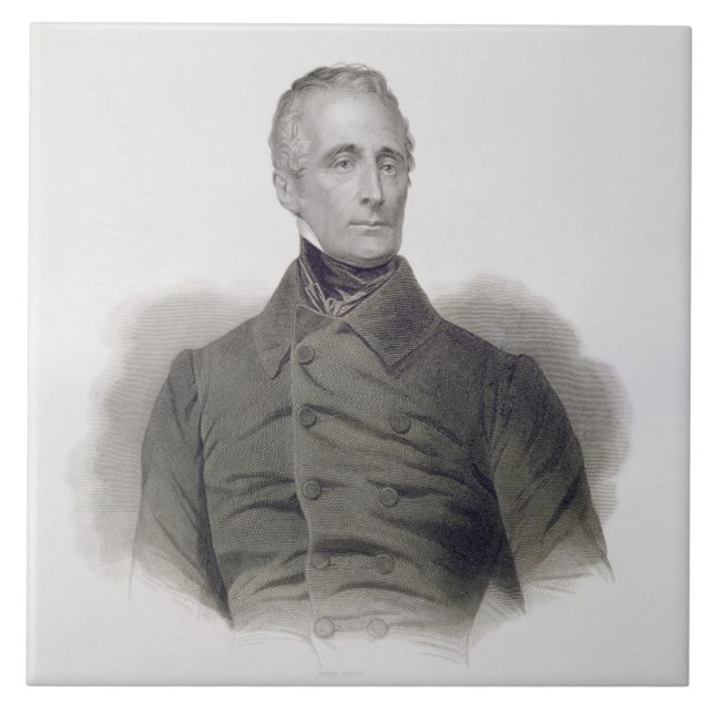 Alphonse de Lamartine, engraved by Pierre Pelee (1 Ceramic Tile (Front)