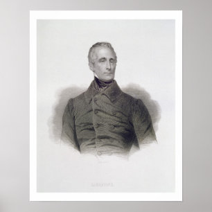 Alphonse de Lamartine, engraved by Pierre Pelee (1 Poster