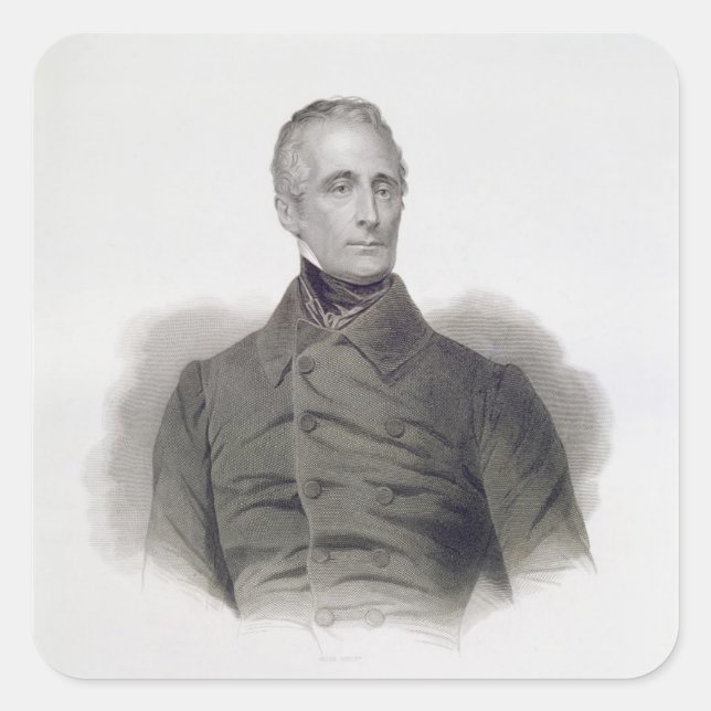 Alphonse de Lamartine, engraved by Pierre Pelee (1 Square Sticker (Front)